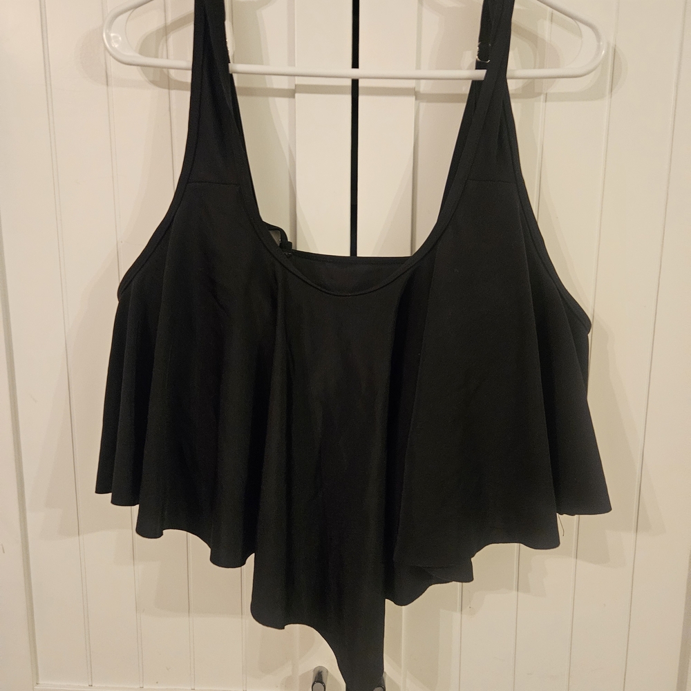 Rosegal Elegant Black Flowy Bikini Top